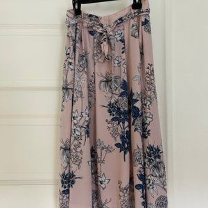 Banana Republic | Pink Blue Floral Pleated Belted Skirt Size 2